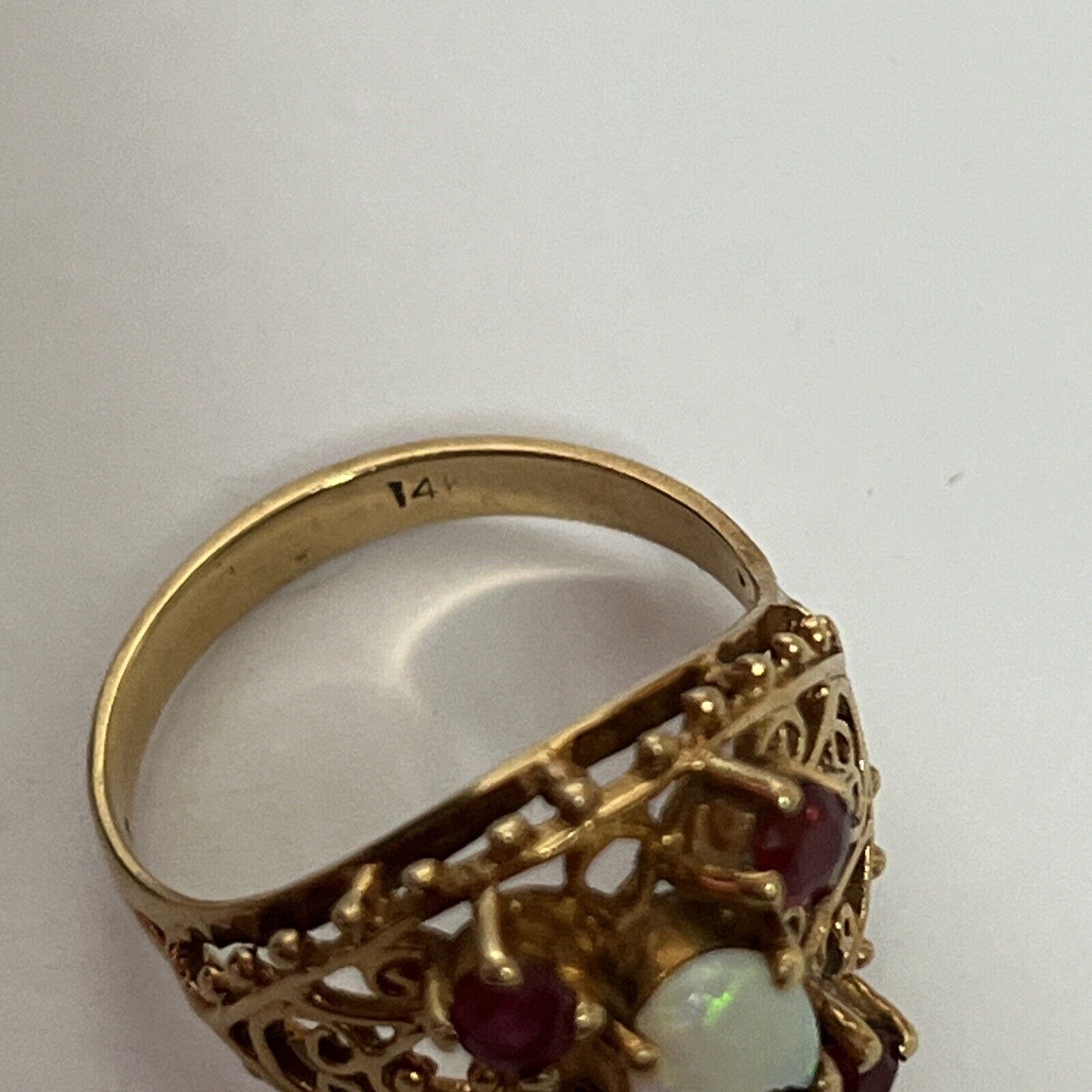 Antique Ruby And Opal Ring 14k Yellow Gold. Victo… - image 4