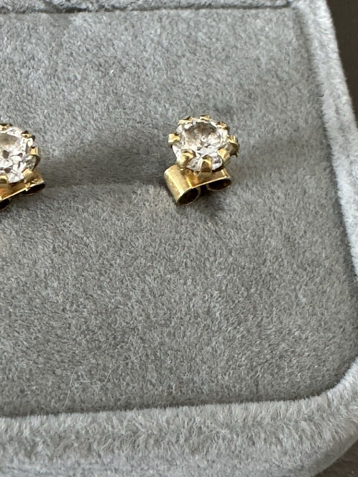 Antique 14k Yellow Gold 5.3mm Cubic Zirconia Stud… - image 3