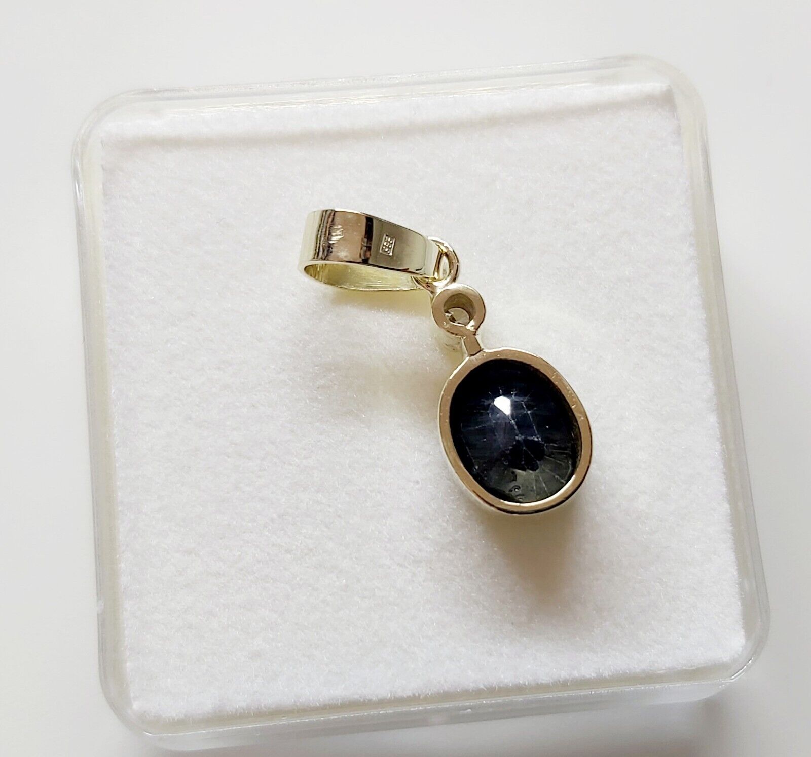 Solid 14K Yellow Gold Natural Dark Blue Sapphire … - image 4