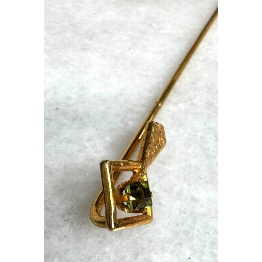 14K YELLOW GOLD  AND PERIDOT STICK PIN SKY - image 8