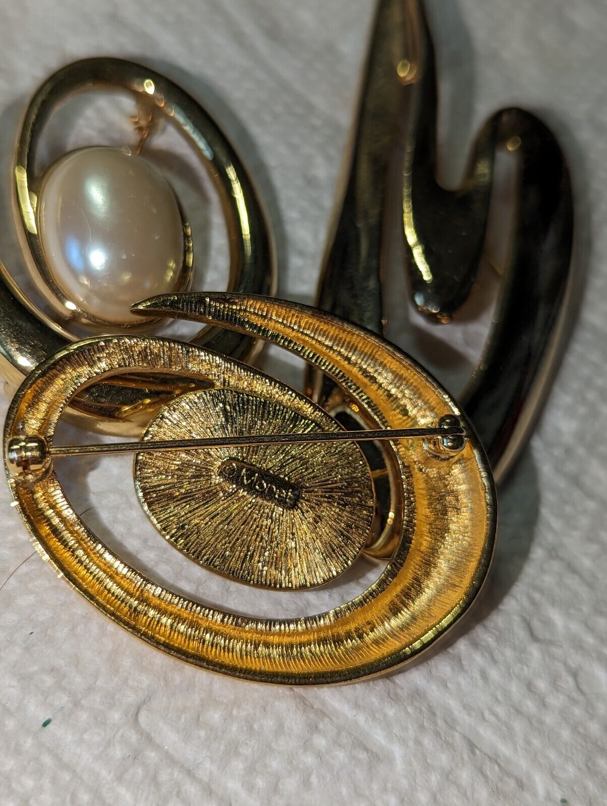 Vintage Mid Century Modern Two Monet Swirl Brooch… - image 4