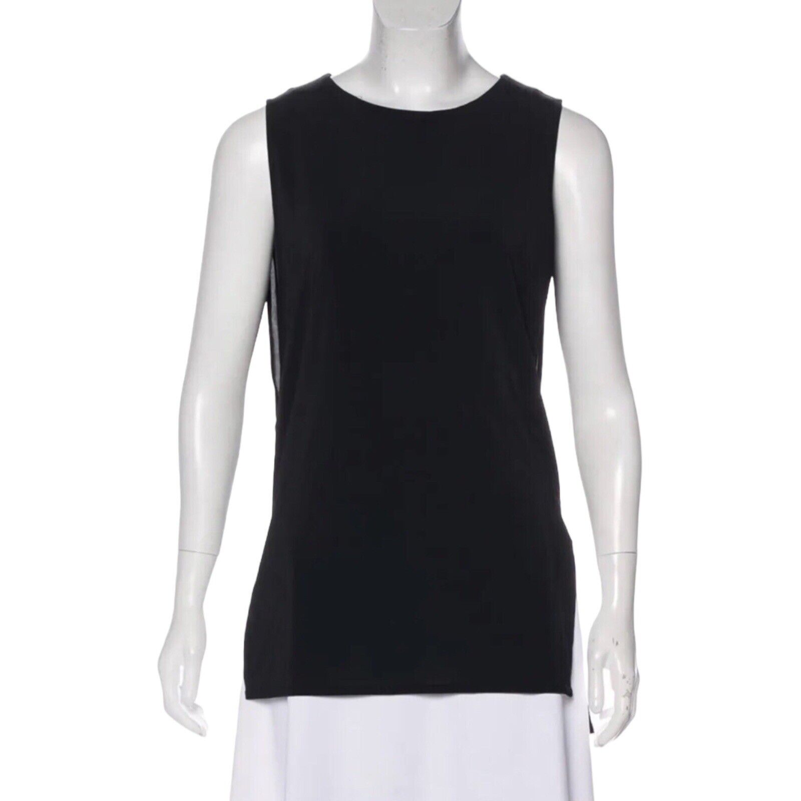 Helmut Lang Jersey Hi-Low Tunic Tank Top Black Sl… - image 8