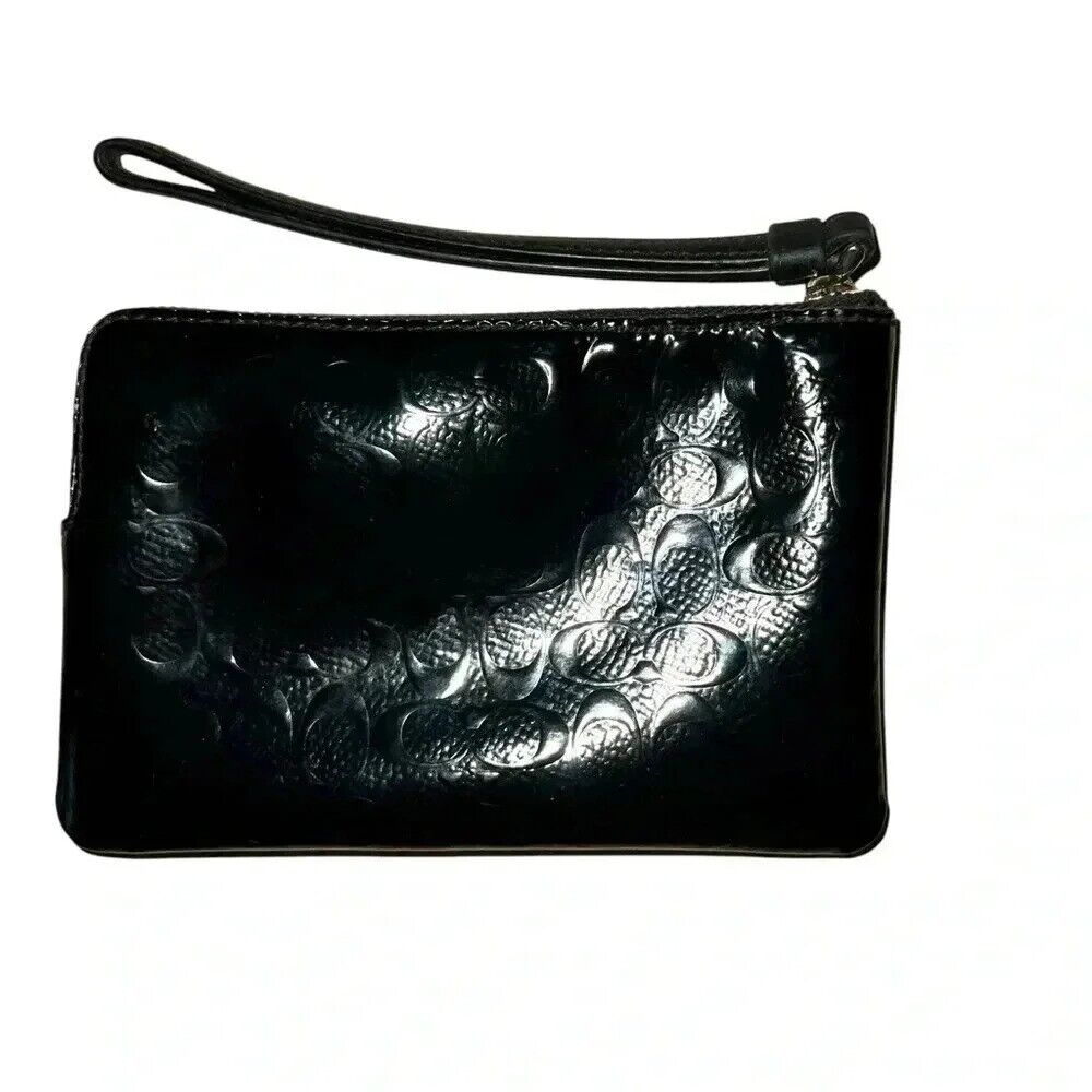 Coach wristlet, black patent C pattern - image 2