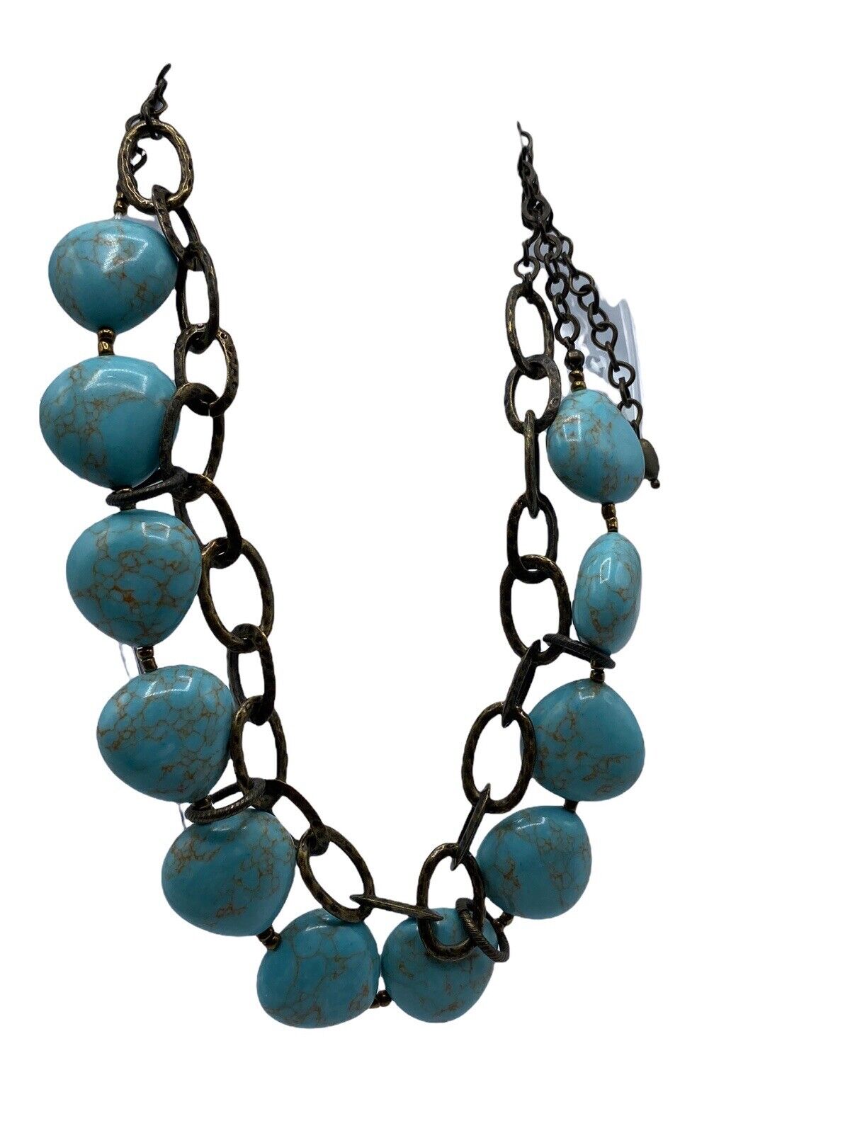 Premier Designs Faux Turquoise Necklace Brass Ton… - image 2