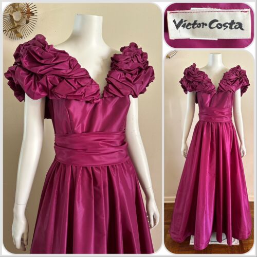 1980s Victor Costa Taffeta Dress Formal Pageant H… - image 1