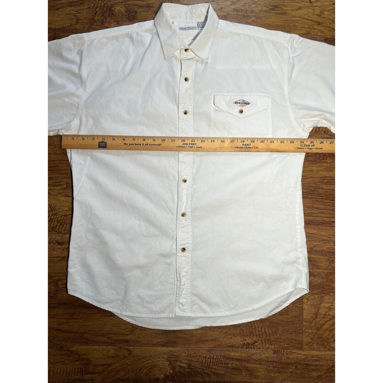 Bugle Boy Vtg Men Button Up Shirt XL White Logo E… - image 7