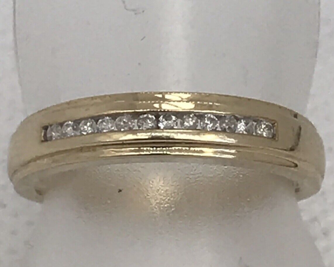 9ct Yellow Gold Channel Set Diamond Band - image 1