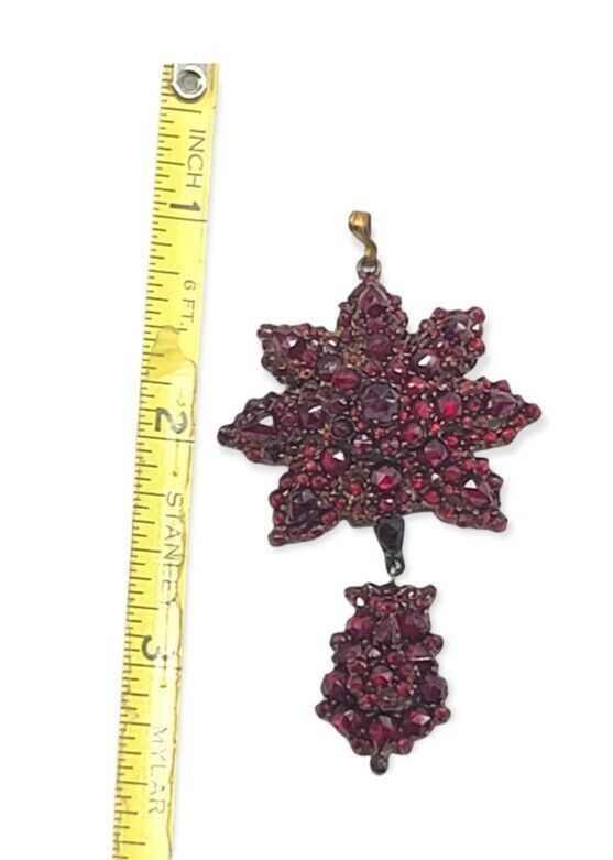 Antique Victorian Garnet Pendant Bohemian Dangle … - image 8