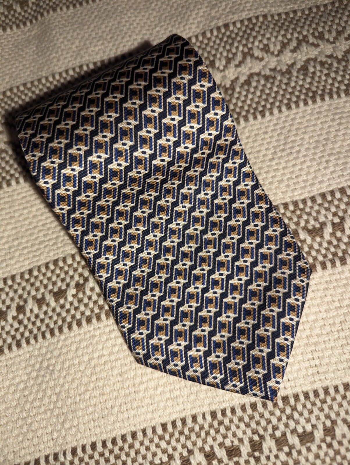 Stafford Executive Silk Men's Tie Gold Black Blue… - image 5