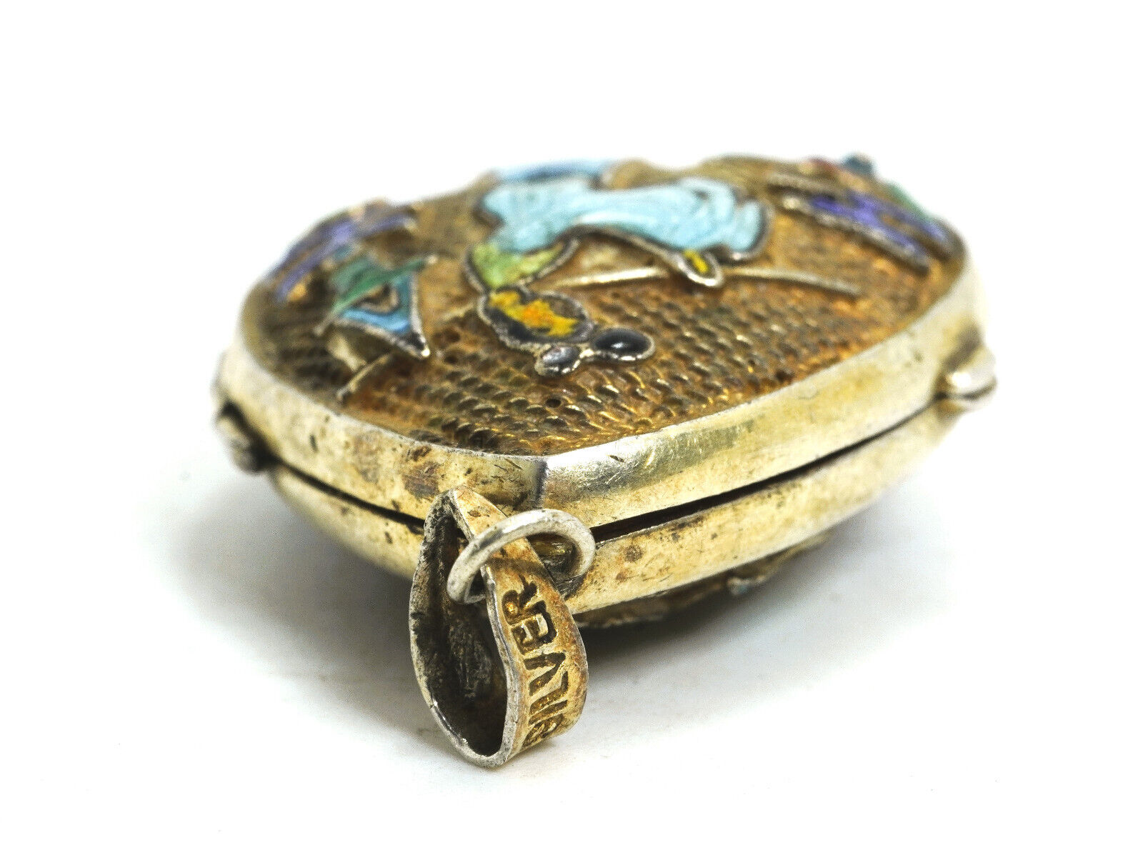 Vintage Chinese Export Silver & Enamel Locket Pen… - image 4