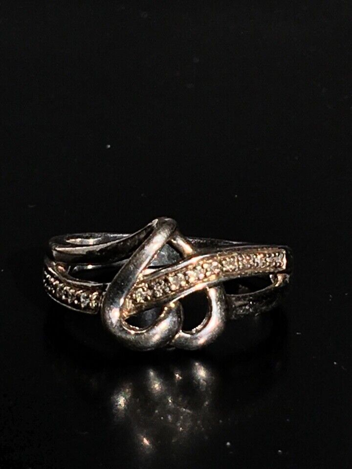 925 STERLING SILVER DIAMOND HEART RING. SIZE 7 - image 4