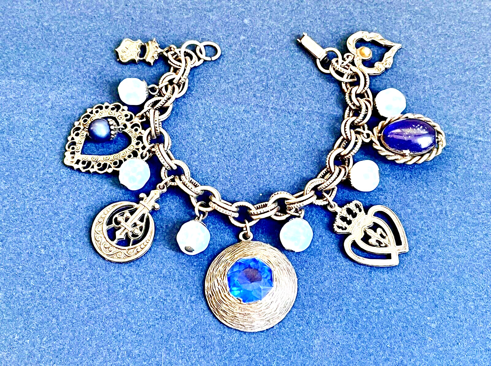 Vintage Charm Bracelet Paris Blues Antique French… - image 1