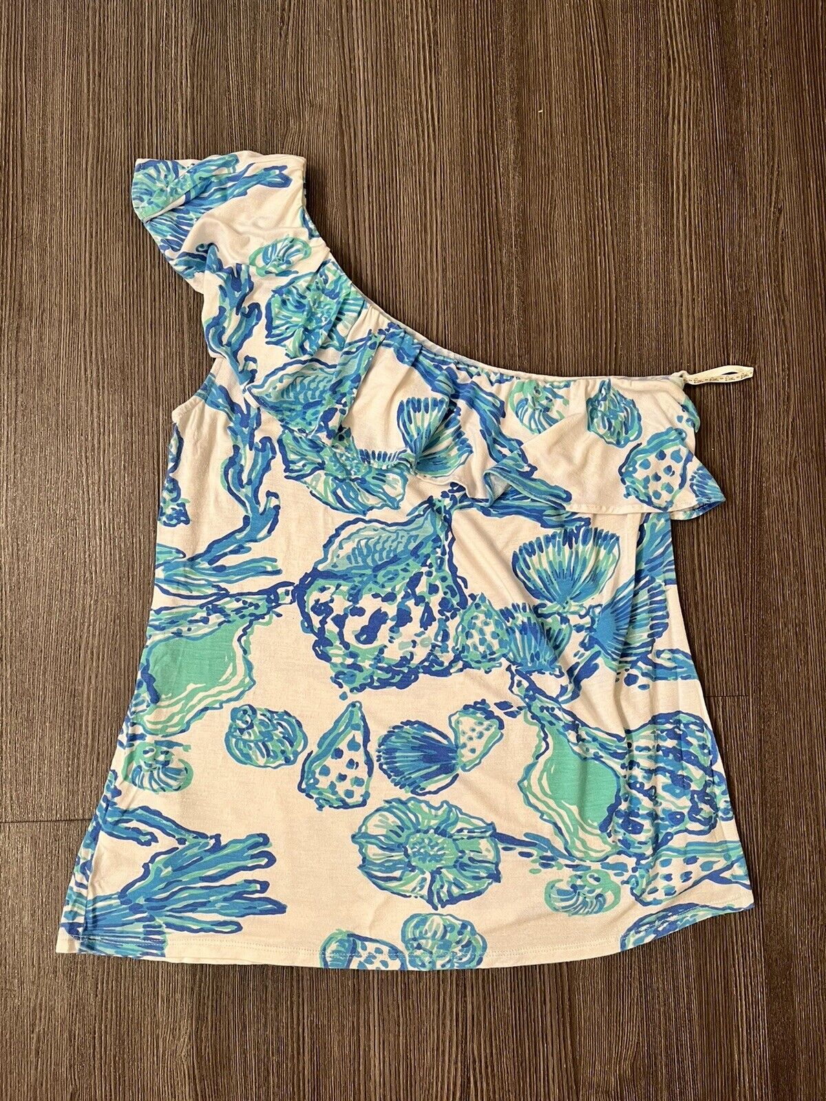 Lilly Pulitzer Blue and White One Shoulder Tropic… - image 3