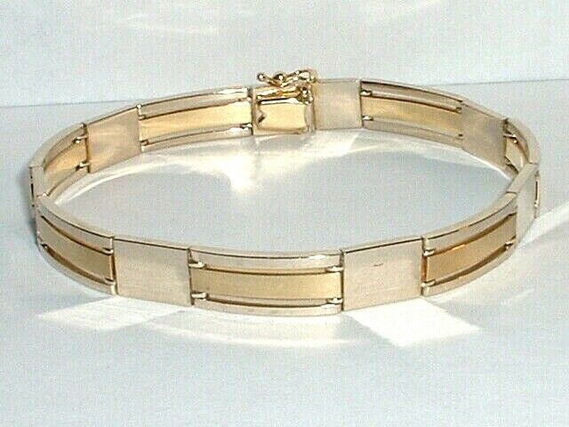 14K TWO TONE GOLD FANCY 8" TWO TONE BRACELET - image 2