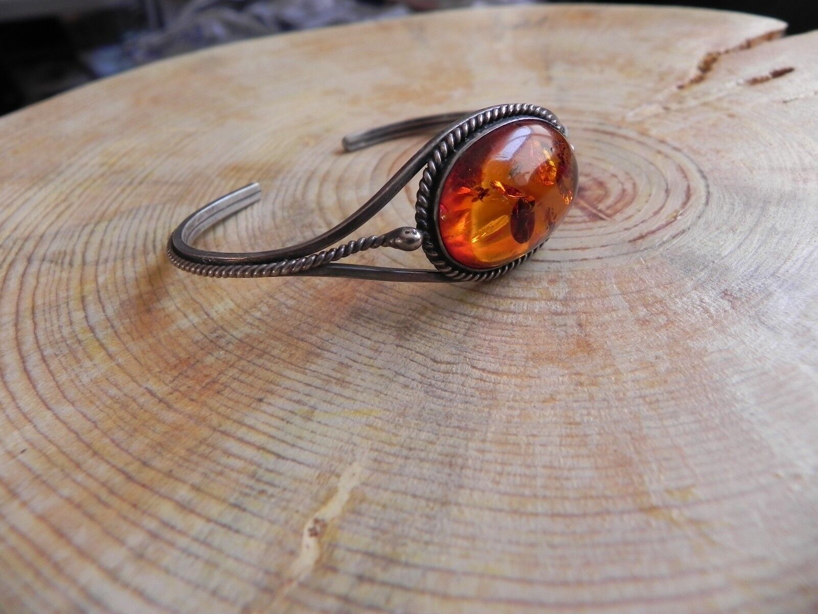 Amber & Sterling Silver .925 Cuff Bracelet - image 2