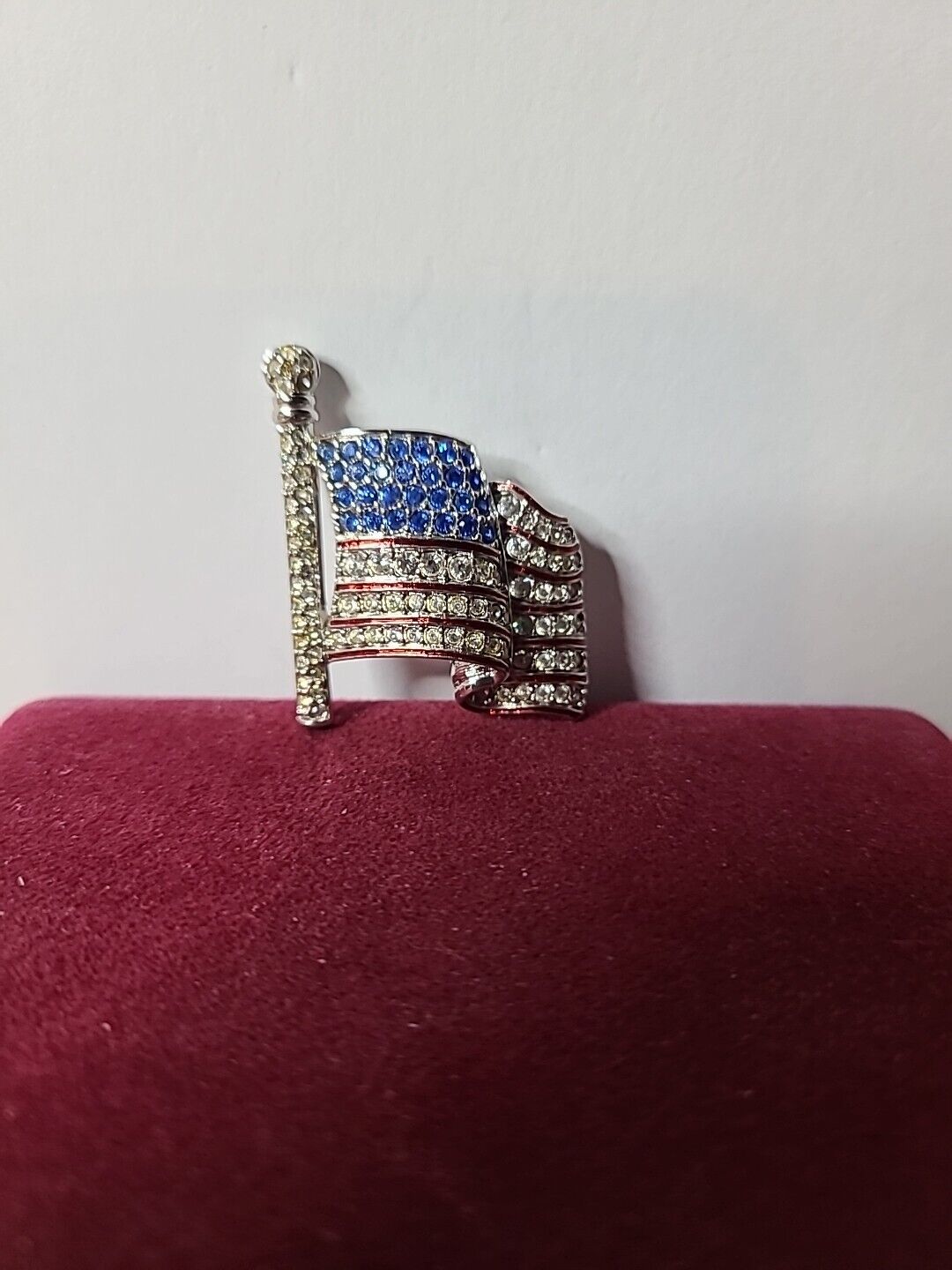 Beautiful Swarovski Flag Brooch Signed American F… - image 1