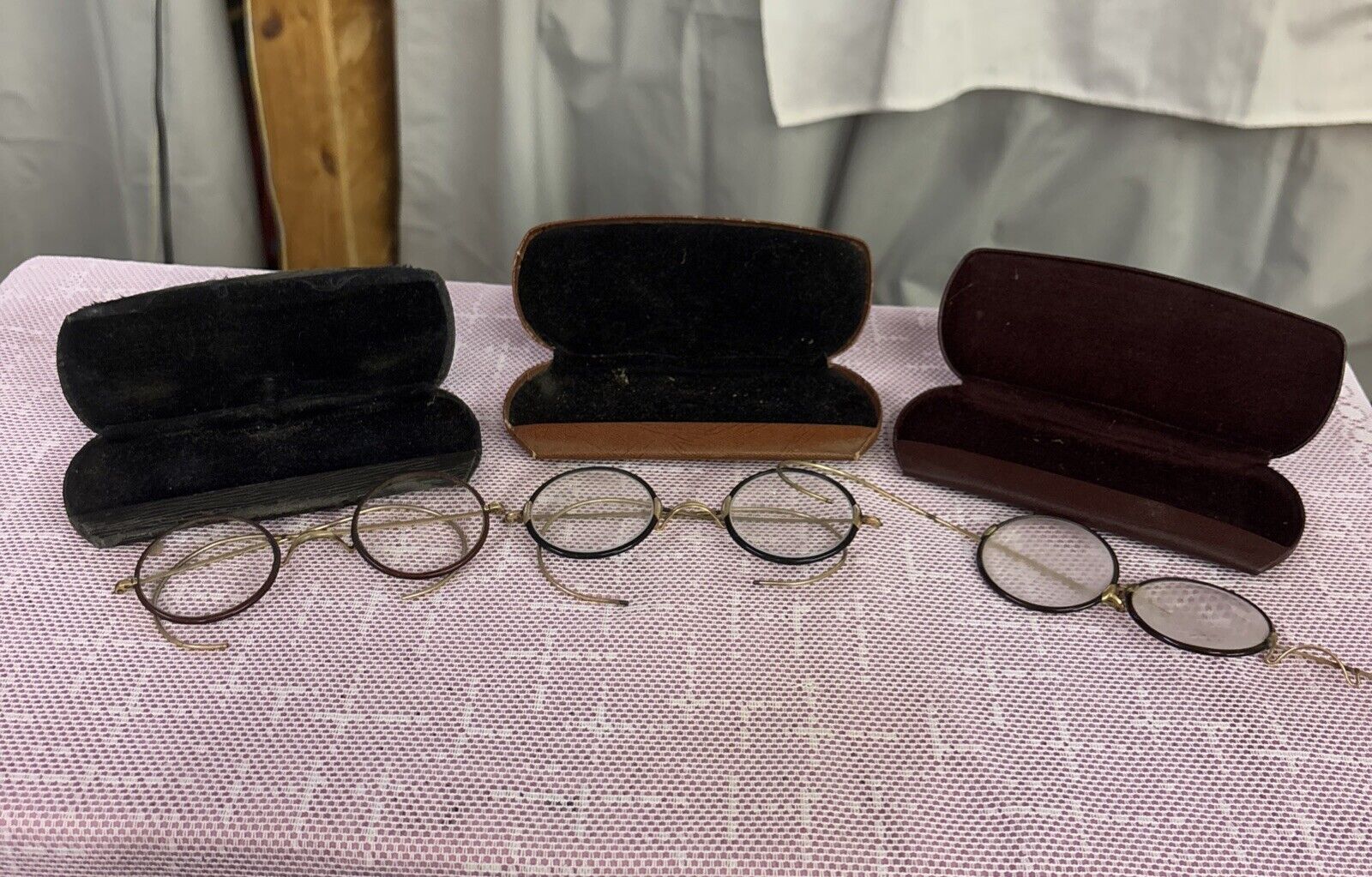 3 Pair of Antique Wire Rimmed Glasses Round Lens … - image 1