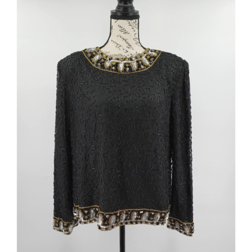 Vintage Laurence Kazar Beaded Top Womens Petite X… - image 1