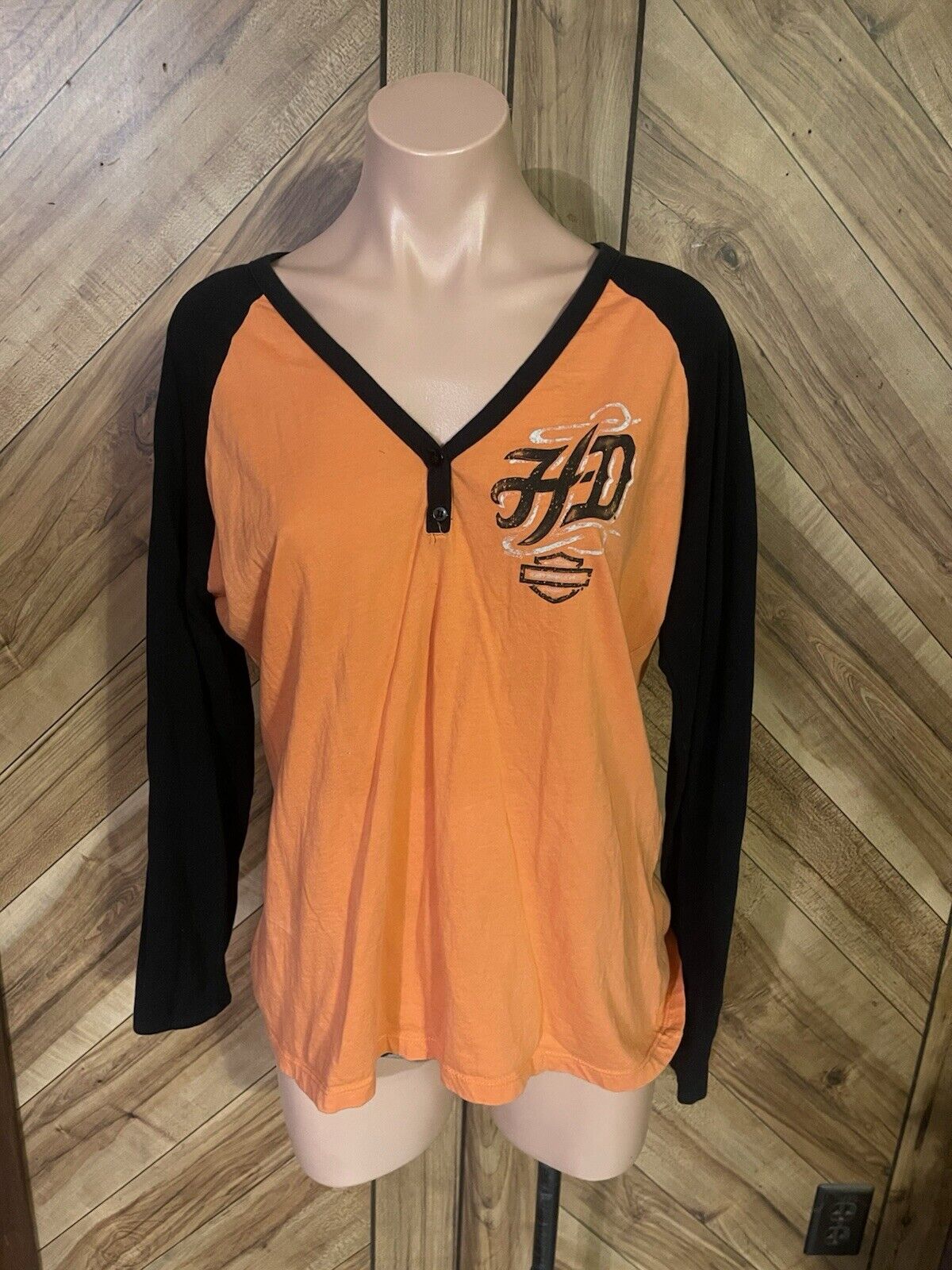 Harley-Davidson Women’s XL Black And Orange Long … - image 2