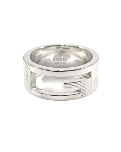 Pre Loved Gucci Cutout G Ring Silver Style  -  Rin