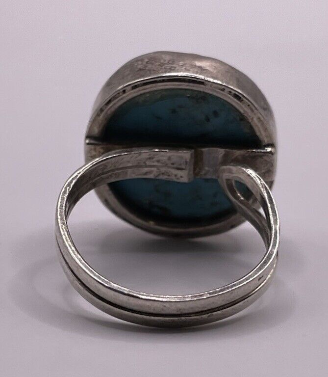 Vintage Pyrite Turquoise Round Sterling Silver 92… - image 10