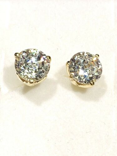 14k Yellow Gold Cubic Zirconia Post Earrings - image 1