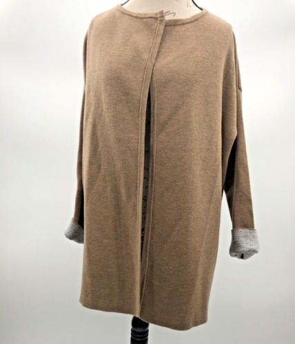 Hale Bob Knit Sweater Duster Small Tan Wool Blend 