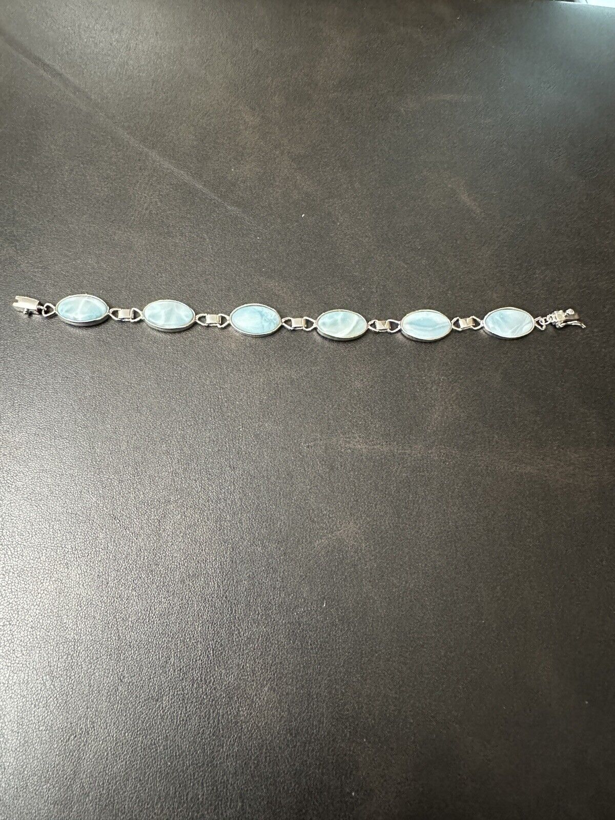 Vintage Sterling Silver 925 Larimar Stone Bracele… - image 1