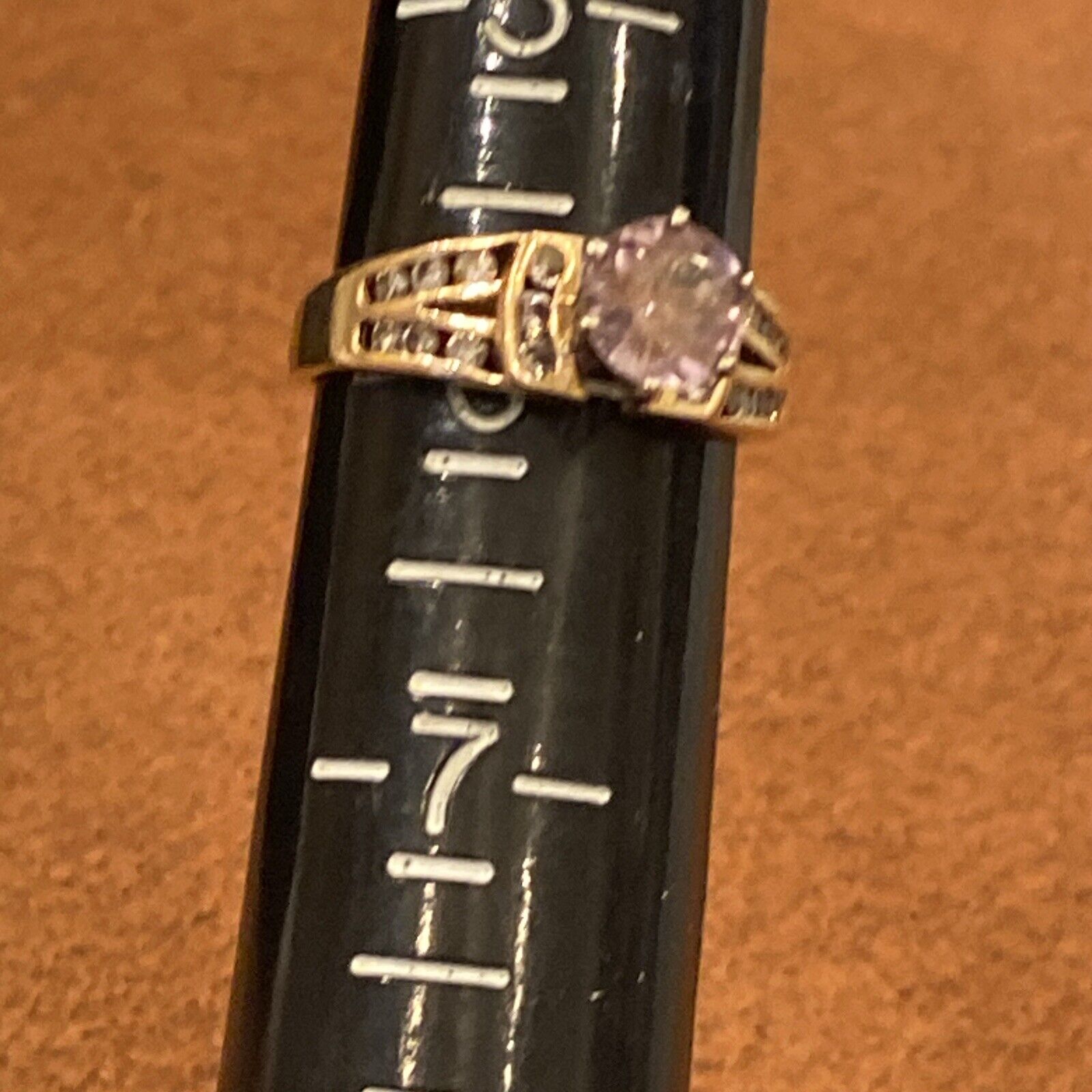 14 KT YG 1 Ct Kunzite And Diamond Vintage Ring (6) - image 8