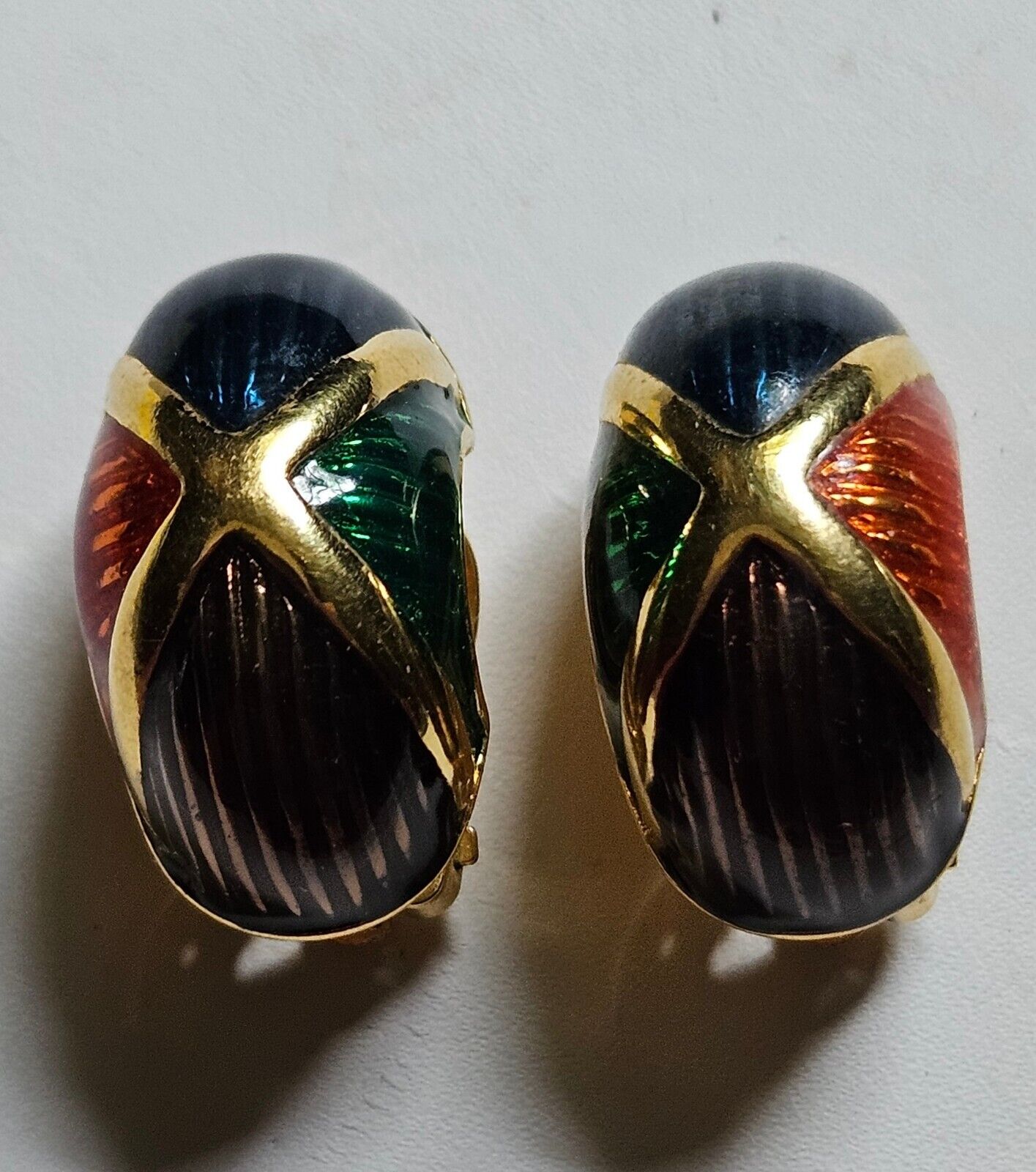 Vintage Joan Rivers Clip Earrings Multi-Color Ena… - image 12