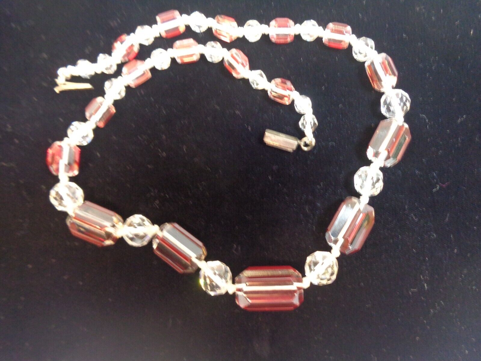 VIBRANT RED / Clear Carved Crystal Glass  Necklac… - image 5