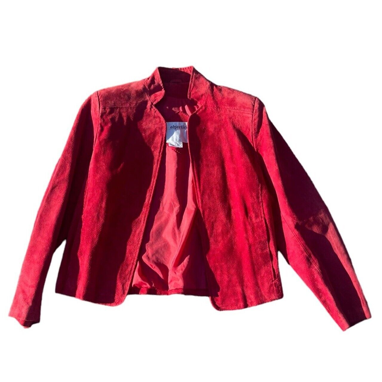 VTG Womens Red Leather Jacket Size 4 - image 2