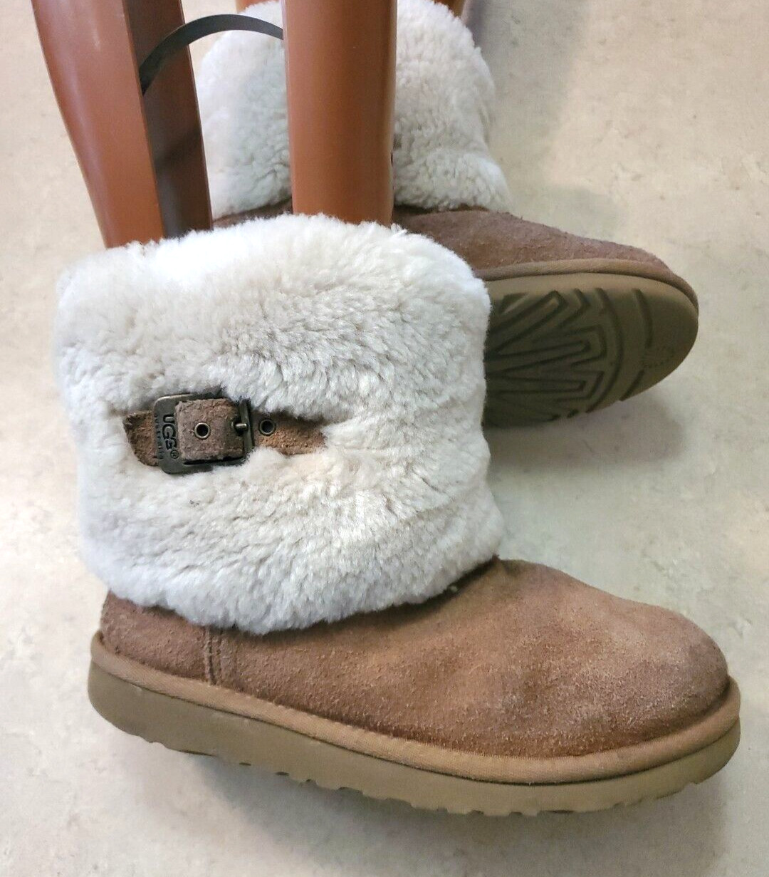 UGG Ultra Mini UGG Braid Suede Fur Collar Booties… - image 5