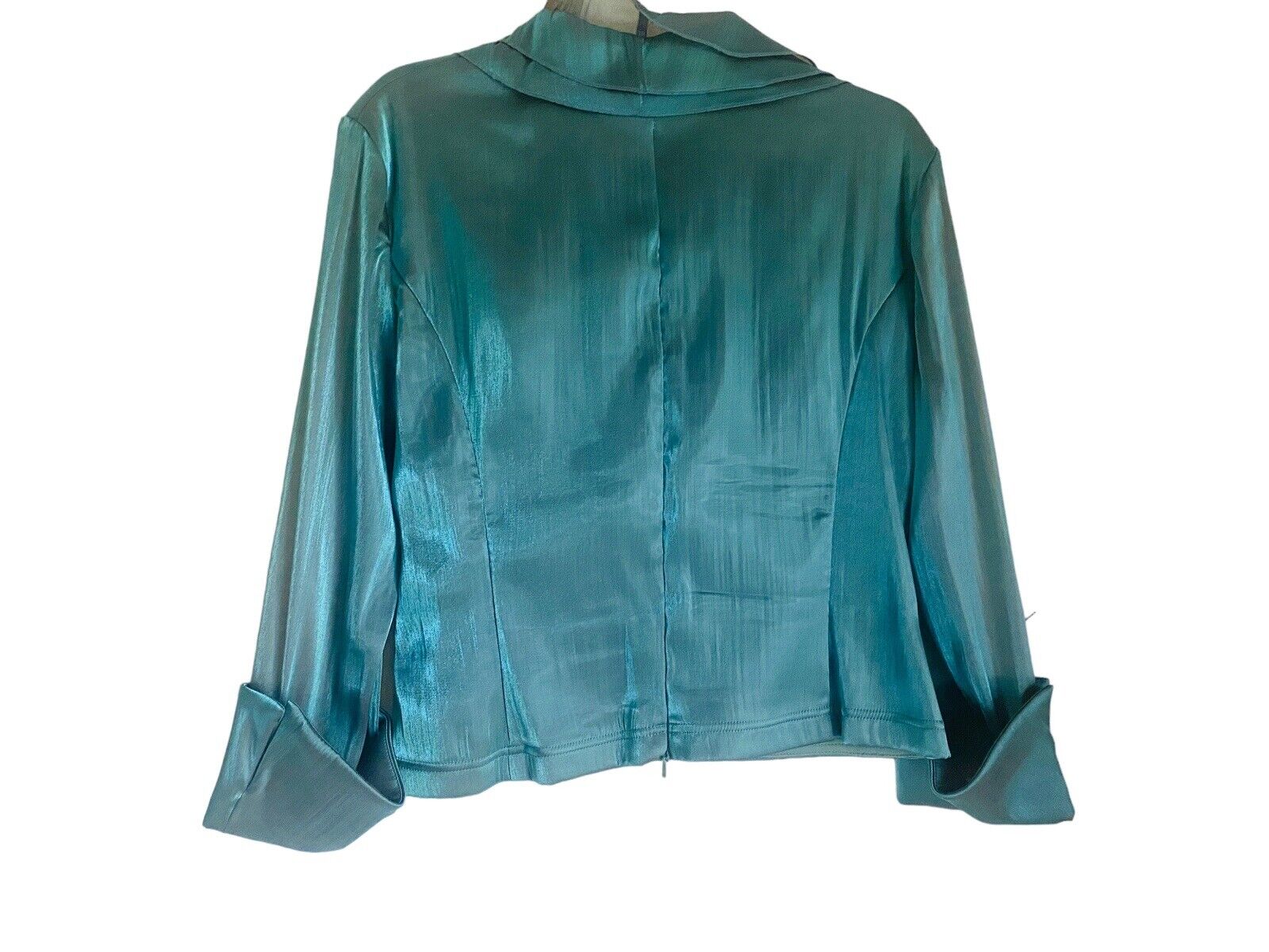 Vintage Cachet Blouse Size 10 Teal Color Faux Wra… - image 2