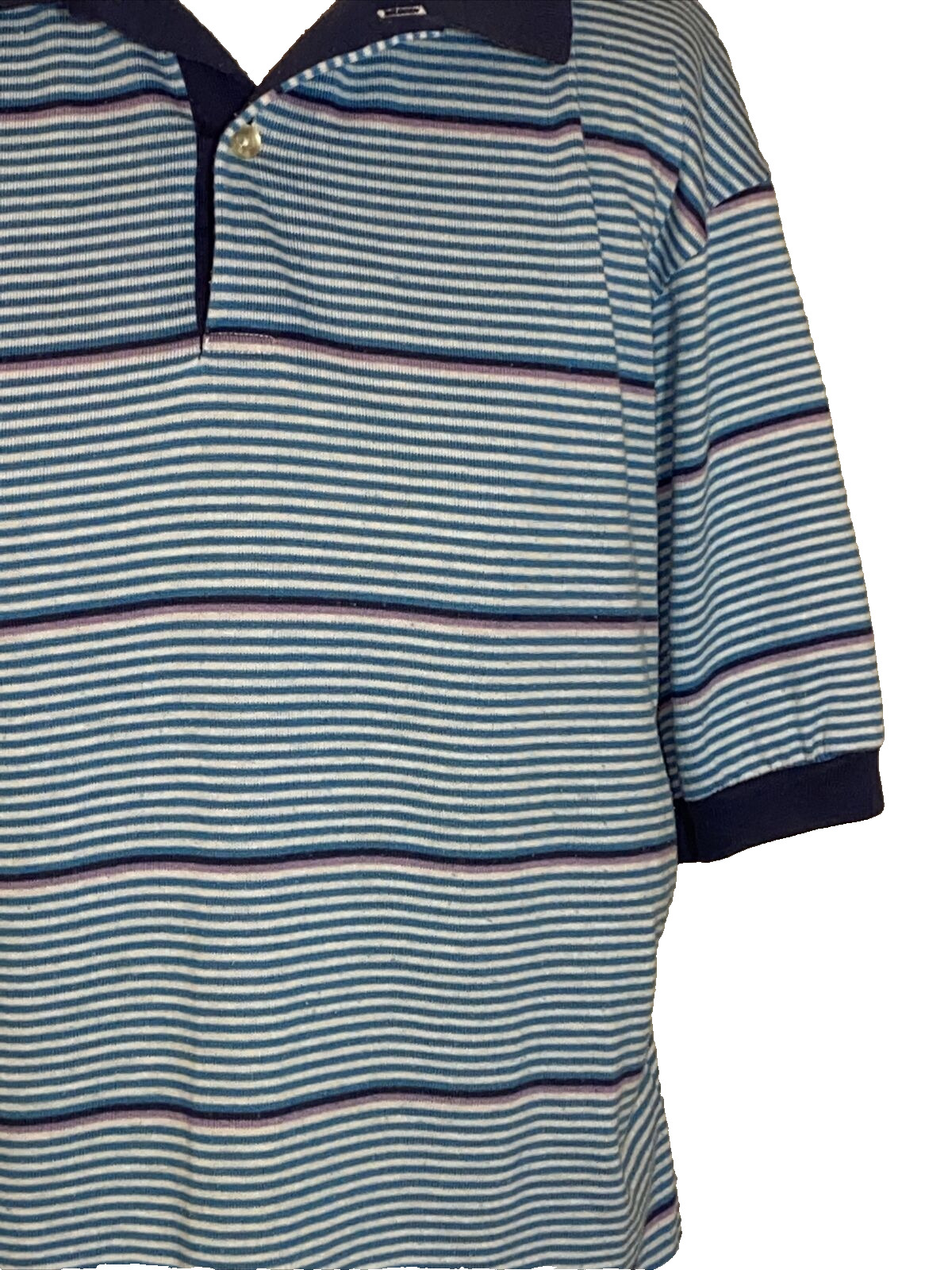 VTG 70s THE GARAN MAN Blue STRIPED POLO SHIRT XL … - image 4