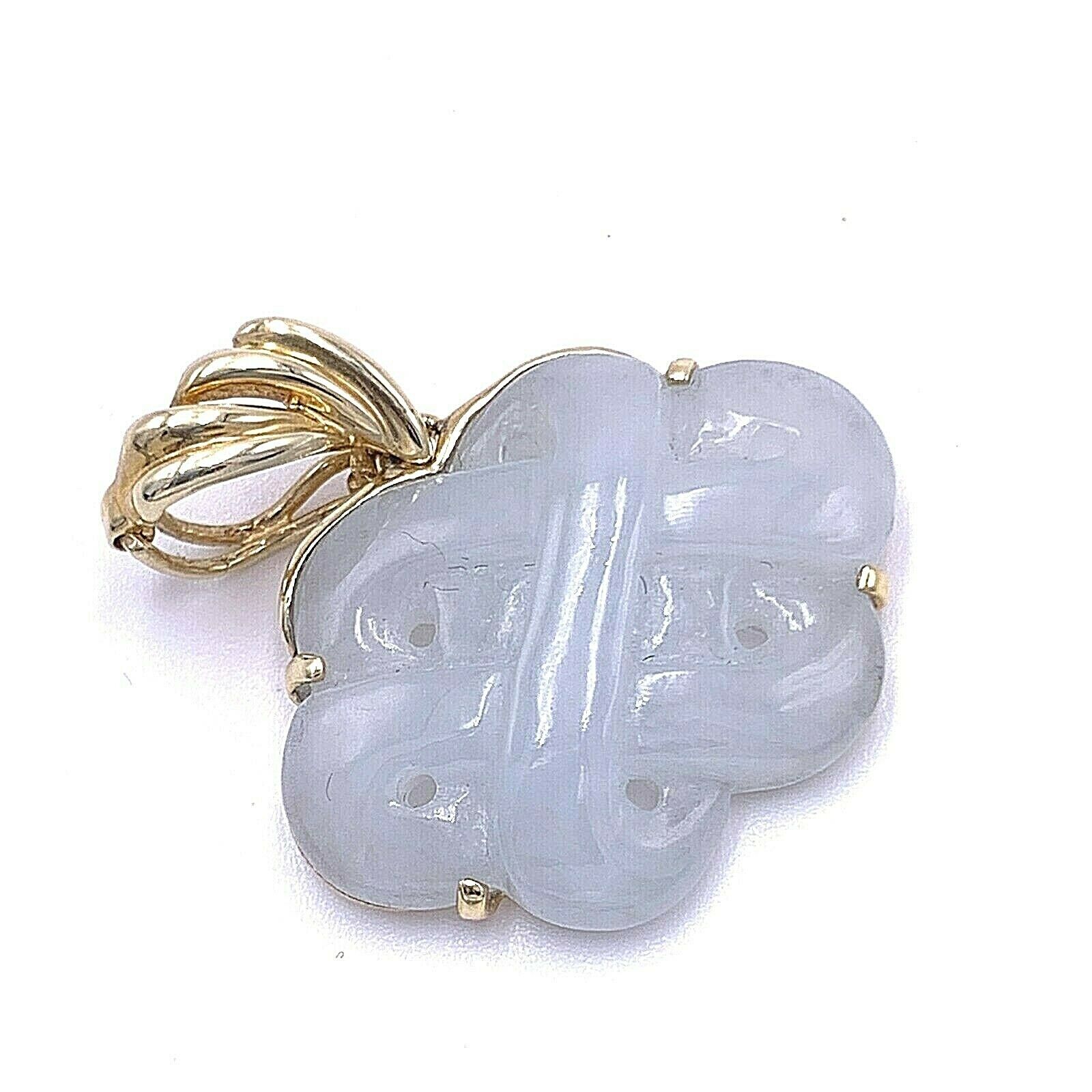 Carved Jadeite 14K Yellow Gold Pendant - image 6