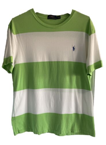 Polo Ralph Lauren Pony Shirt Sz L Green/White Wid… - image 1