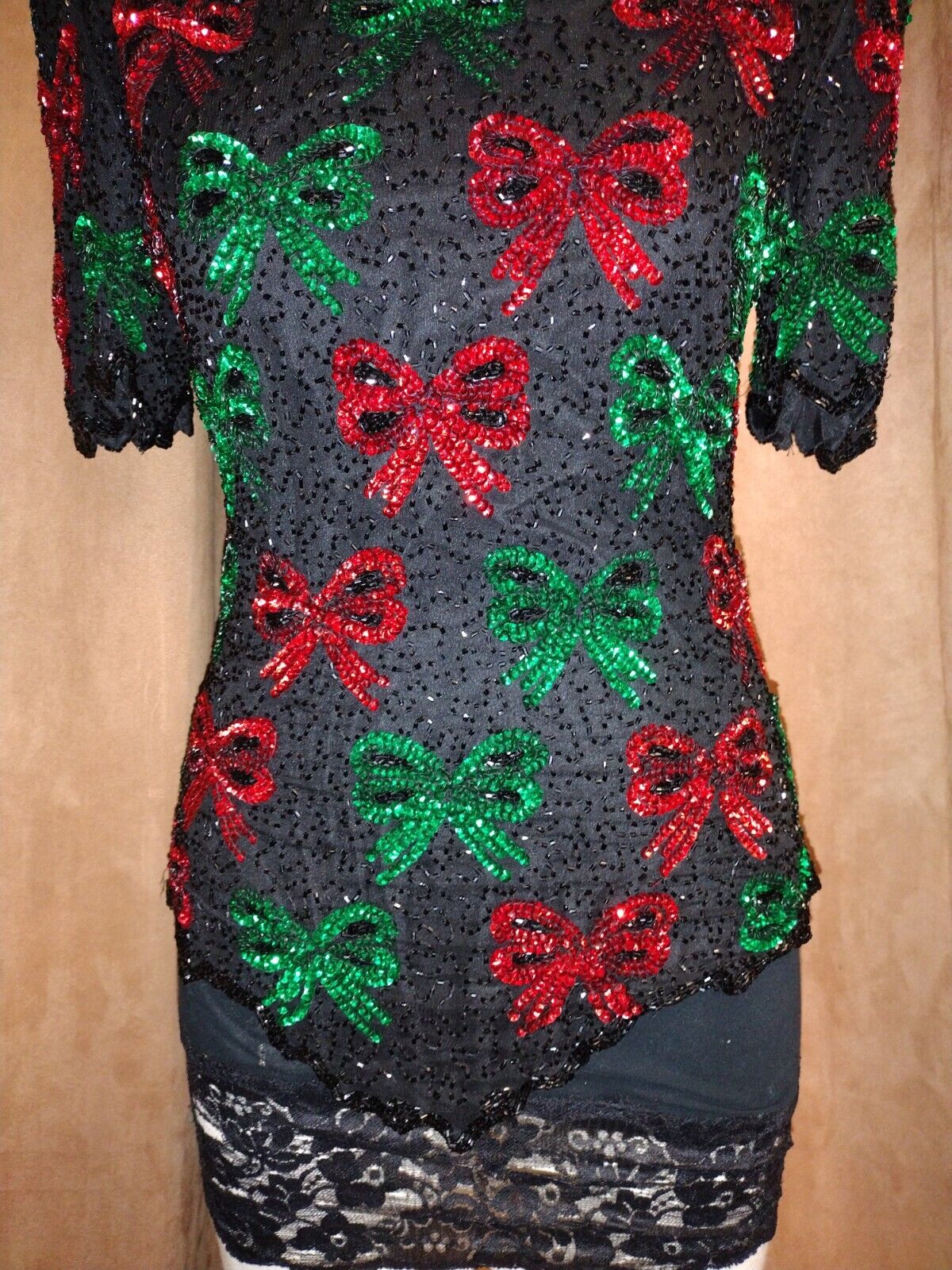 WOMENS LAURENCE KAZAR RED & GREEN SEQUENCE BOWS T… - image 3