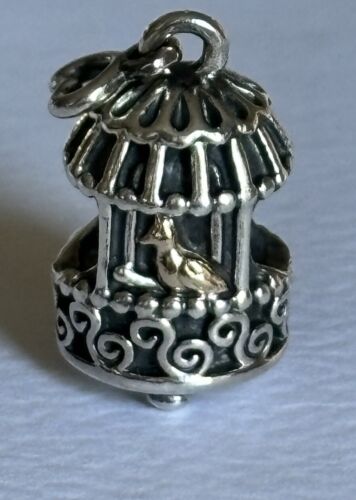 Genuine Pandora 14k Gold And Silver Birdcage Charm