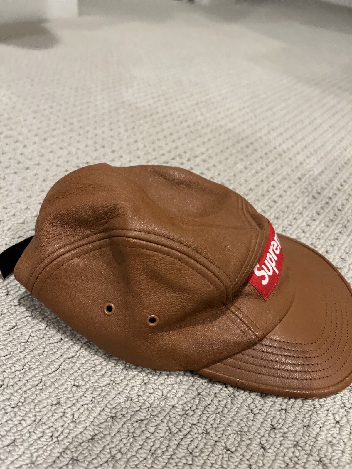 supreme hat leather used brown - image 2