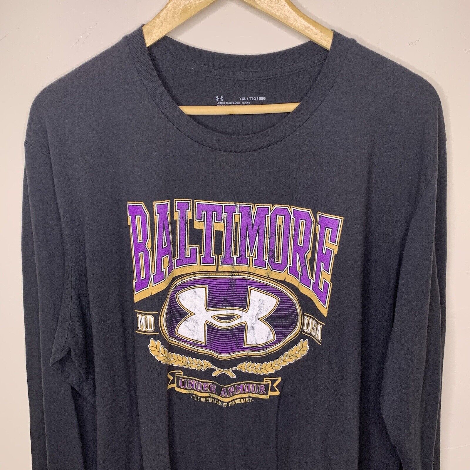 Under Armour Baltimore t-shirt men's 2XL black Lo… - image 2