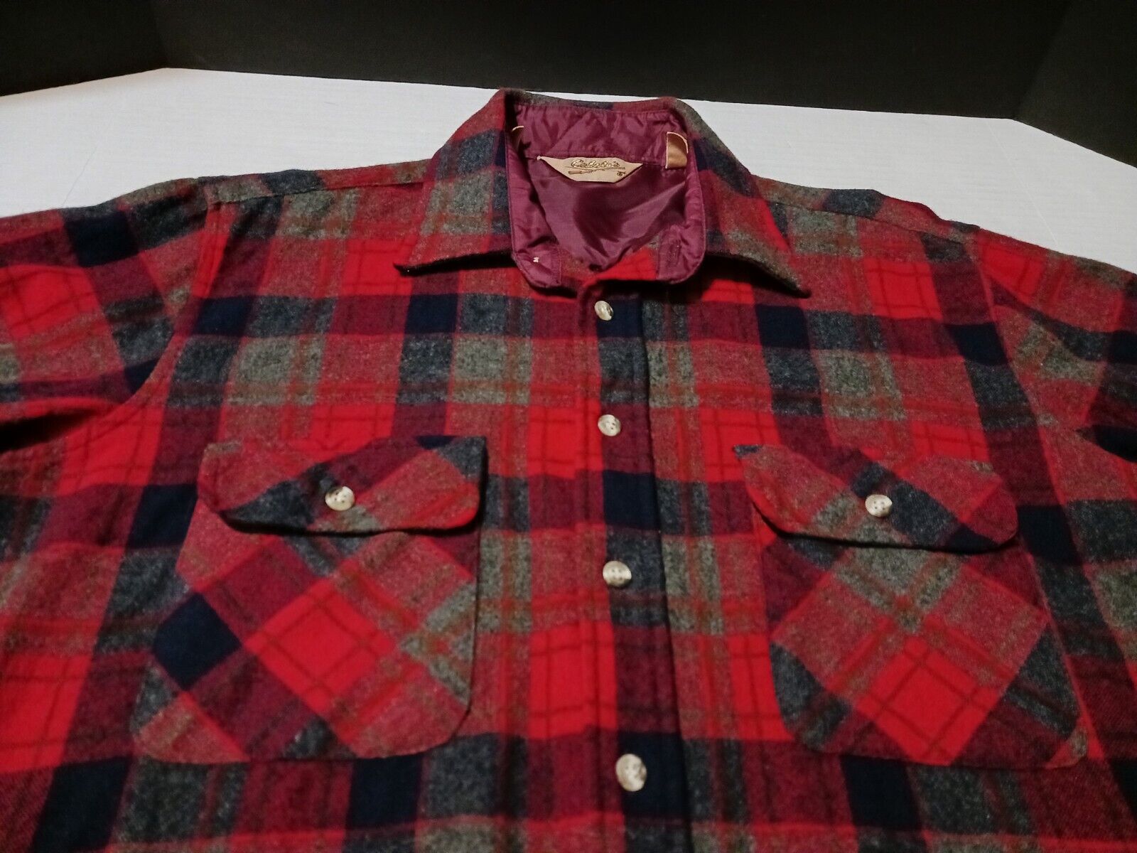 Vintage Cabelas 100% Wool Flannel Mens Size L Red… - image 2