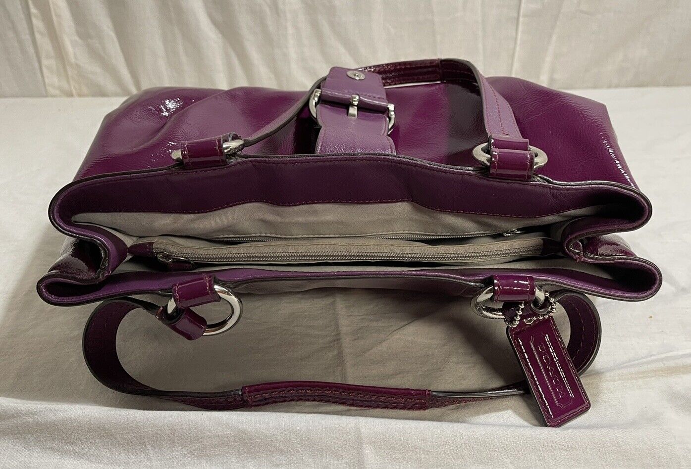 Coach Soho Buckle Flap Satchel Plum Leather Shoul… - image 14