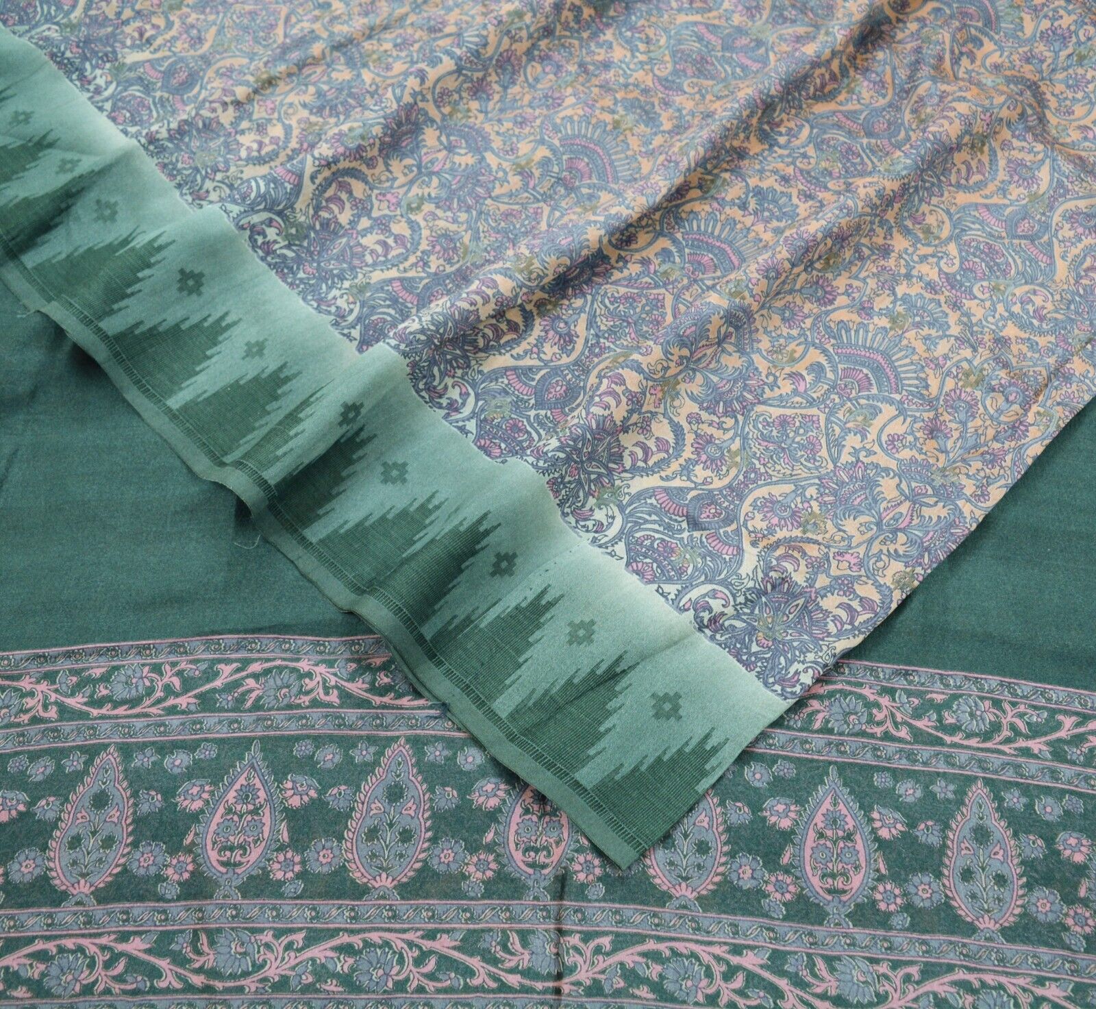 Indian Vintage Sari Peach & Gray Saree Pure Silk … - image 13