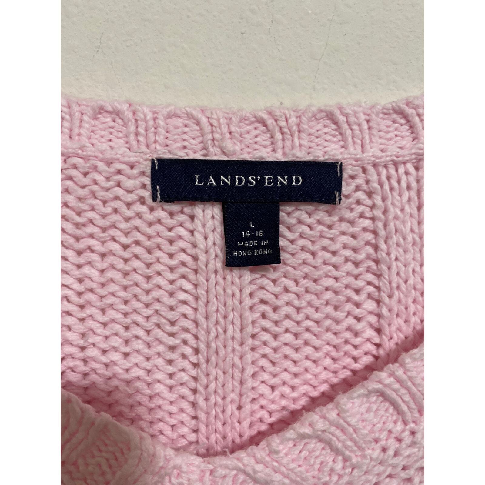 Lands End Sweater Womens Large Cable Knit Y2K Min… - image 4