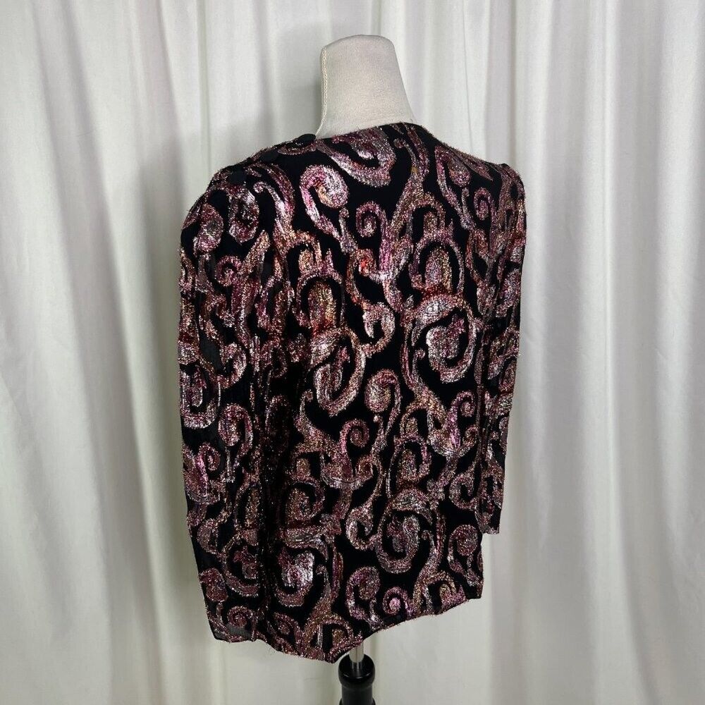 Patra Vintage 1980s Metallic Paisley Wrap Blouse … - image 11