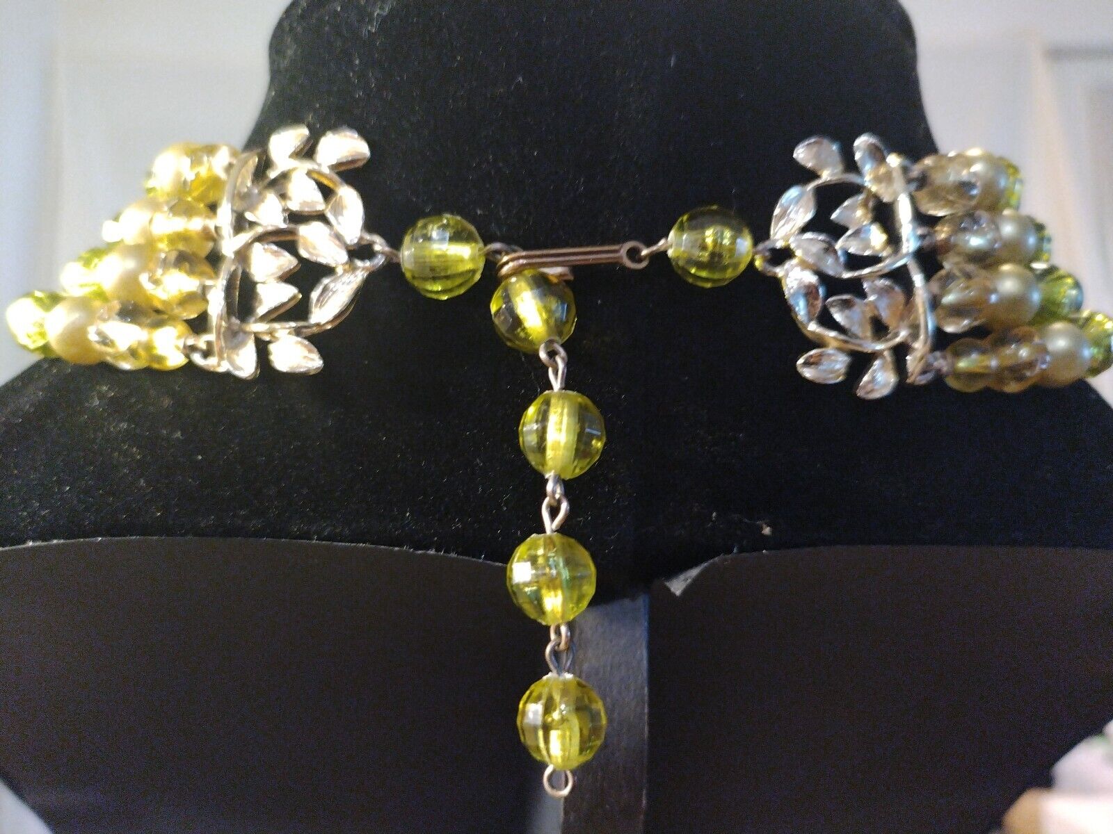 Vtg  Faux Sage Green Pearls, Four Layered Graduat… - image 3