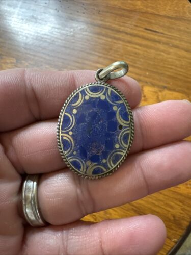 Unique Tibetan Blue Stone with Brass Vintage Penda