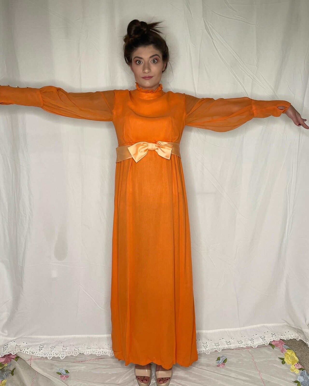 Orange Vintage Dress - image 4