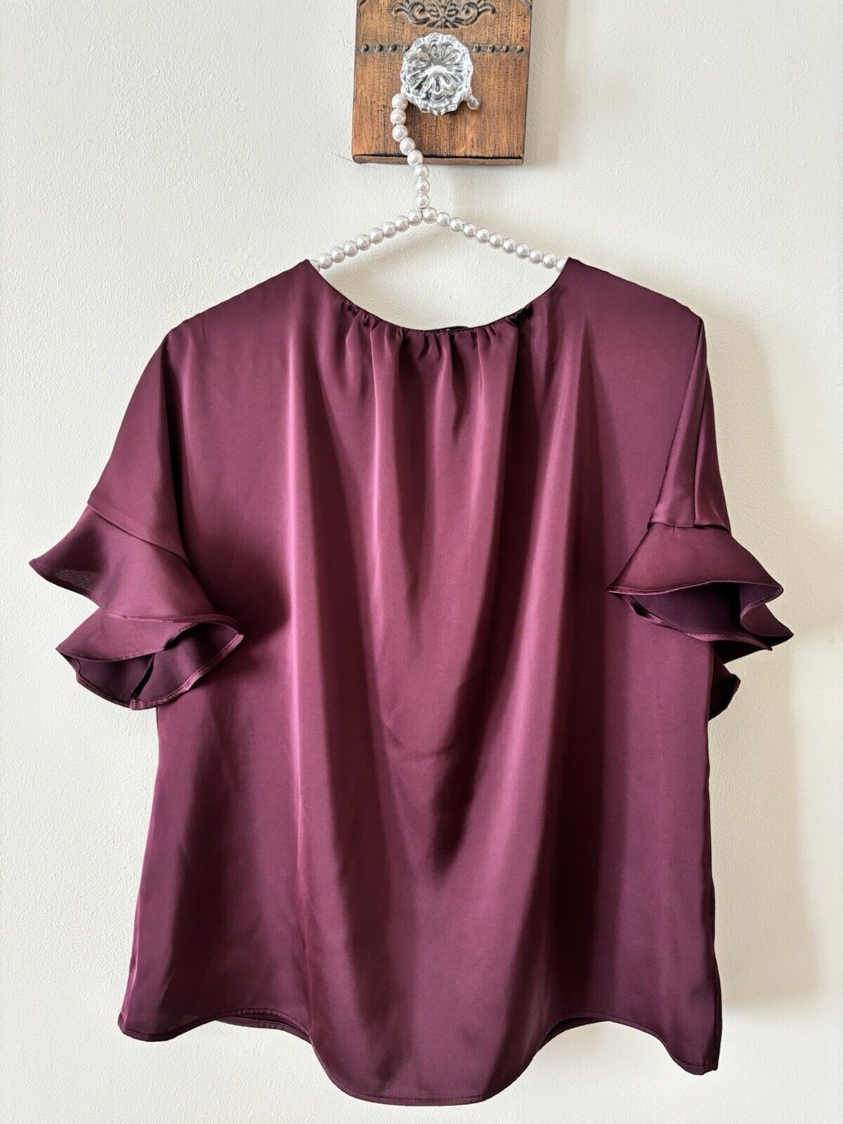 CeCe Womens Size Small Plum Blouse Ruffled Short … - image 3